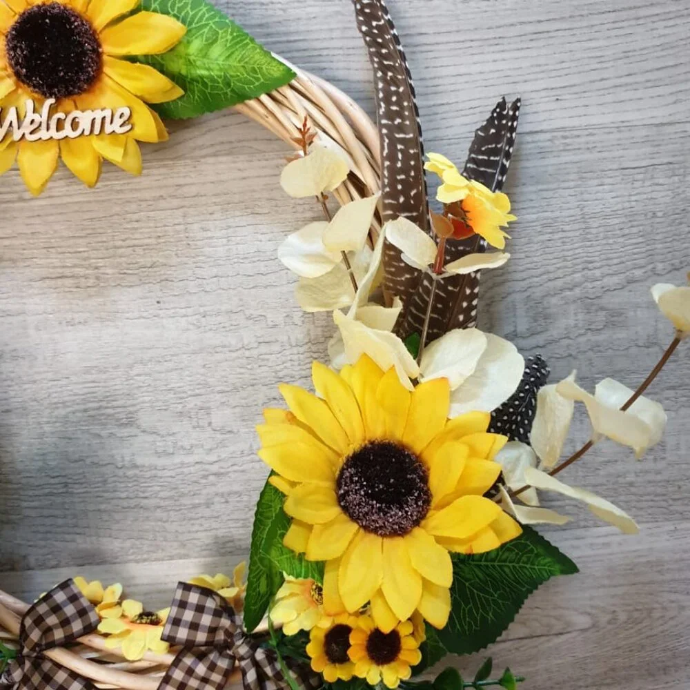 Thanksgiving Sunflowers Wreath Fall Autumn Sign Wall Door Home Office Decor